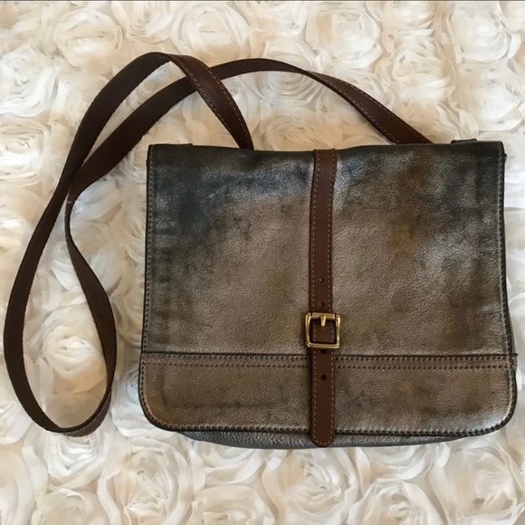 Fossil Crossbody Brown and Silver Purse - Picture 1 of 6